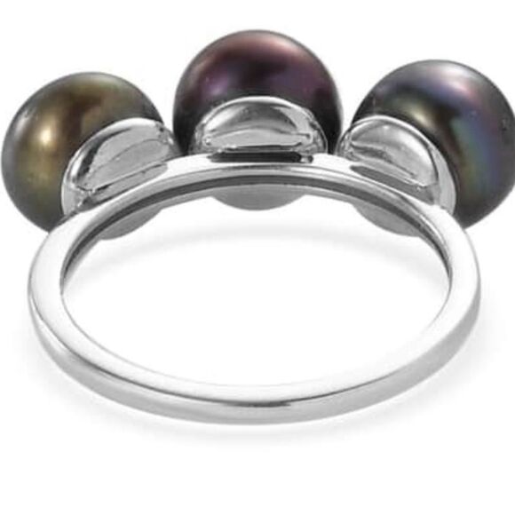 NWT Chocolate Bronze Pearls 3 Stone Ring in Sterling Silver 10 - Picture 12 of 16